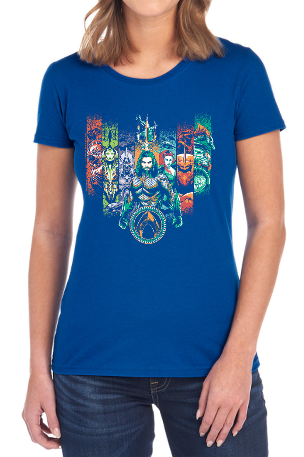 AN OFFCIALLY LICENSED AQUAMAN MOVIE UNITE THE KINGDOMS WOMEN'S REGULAR FIT T-SHIRT BLACK