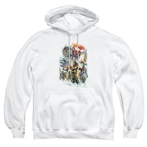AN OFFCIALLY LICENSED AQUAMAN MOVIE KING OF ATLANTIS ADULT UNISEX PULLOVER HOODIE WHITE