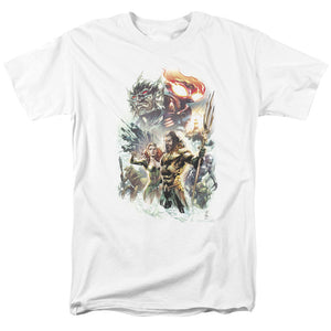 AN OFFCIALLY LICENSED AQUAMAN MOVIE KING OF ATLANTIS MEN'S REGULAR FIT T-SHIRT WHITE