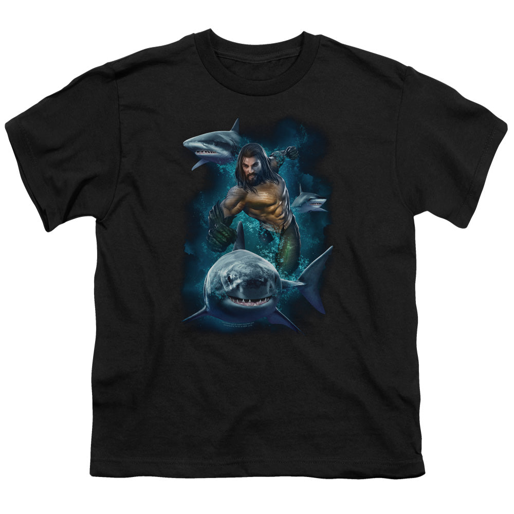 Aquaman Movie Swimming With Sharks Licensed Kid's T-Shirt (Ages 4-7) SM-XL
