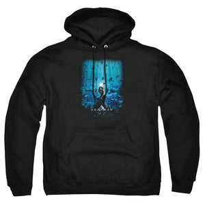 AN OFFCIALLY LICENSED AQUAMAN MOVIE POSTER ADULT UNISEX PULLOVER HOODIE BLACK
