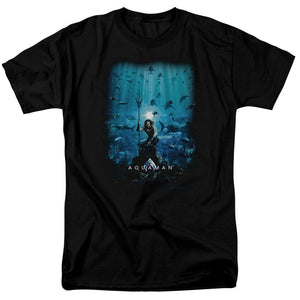 AN OFFCIALLY LICENSED AQUAMAN MOVIE POSTER MEN'S REGULAR FIT T-SHIRT BLACK