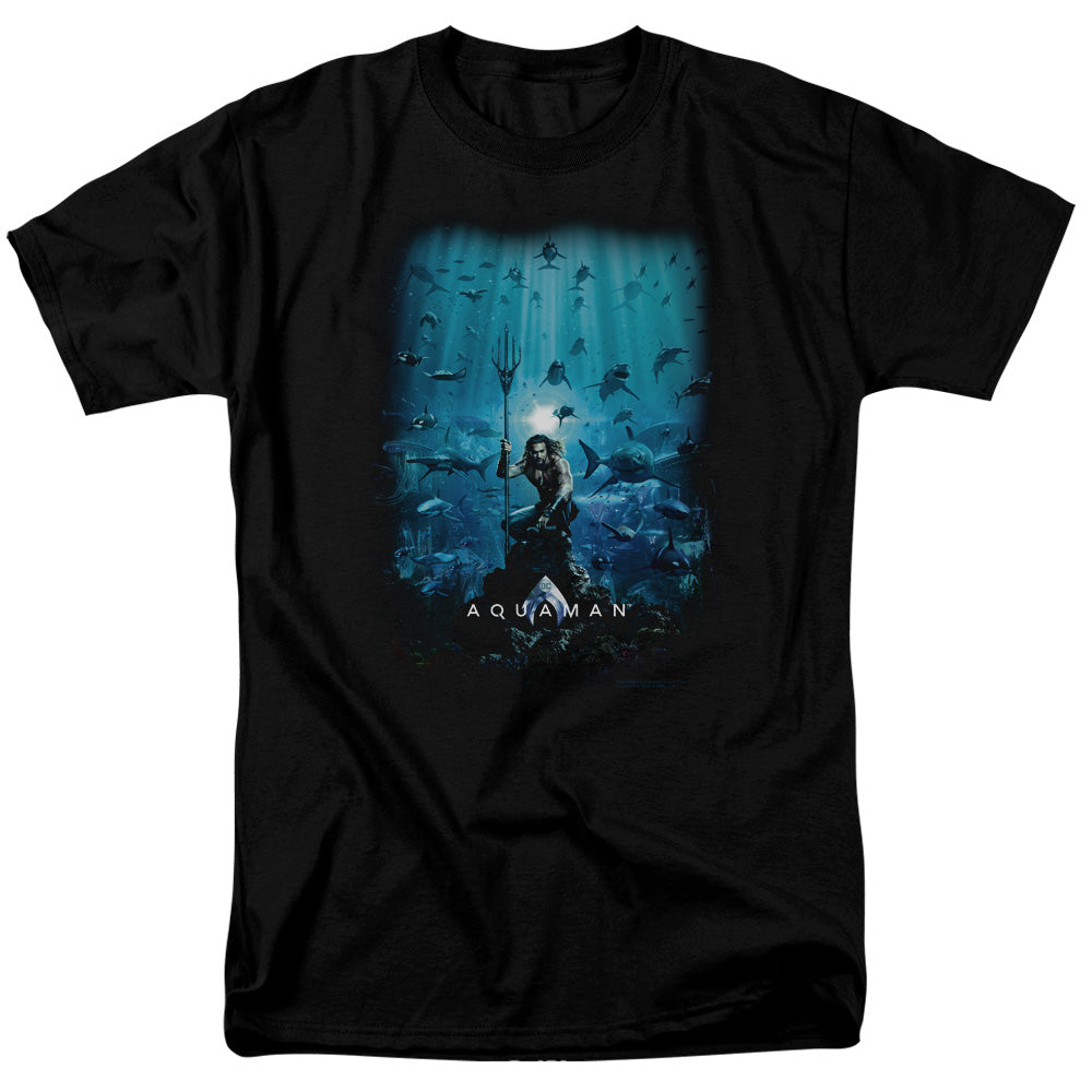 AN OFFCIALLY LICENSED AQUAMAN MOVIE POSTER MEN'S REGULAR FIT T-SHIRT BLACK