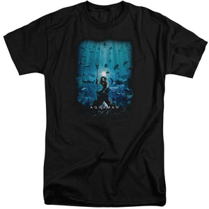 AN OFFCIALLY LICENSED AQUAMAN MOVIE POSTER MEN'S TALL FIT T-SHIRT BLACK