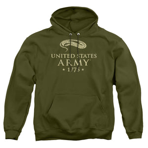 AN OFFCIALLY LICENSED ARMY WELL DEFEND ADULT UNISEX PULLOVER HOODIE MILITARY GREEN
