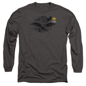 AN OFFCIALLY LICENSED ARMY LEFT CHEST MEN'S LONG SLEEVE T-SHIRT CHARCOAL