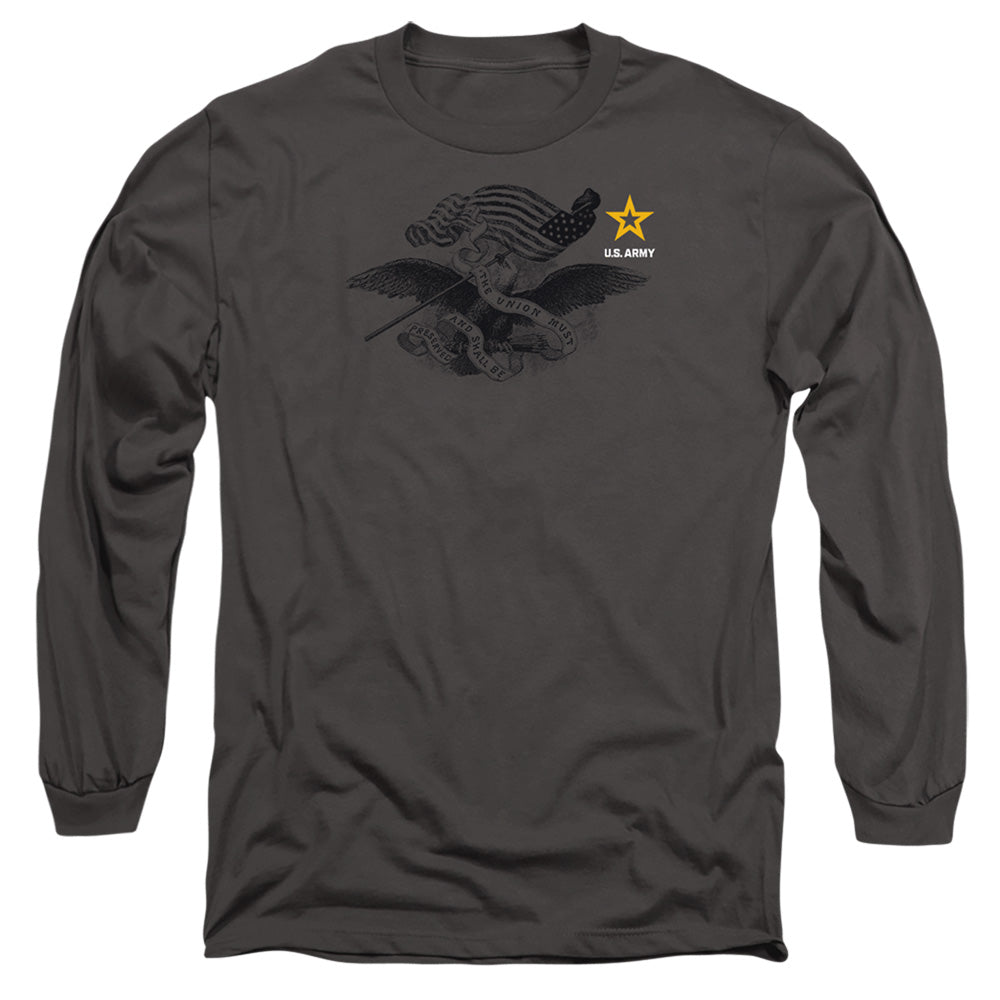 AN OFFCIALLY LICENSED ARMY LEFT CHEST MEN'S LONG SLEEVE T-SHIRT CHARCOAL