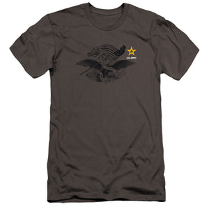AN OFFCIALLY LICENSED ARMY LEFT CHEST MEN'S PREMIUM SLIM FIT T-SHIRT CHARCOAL