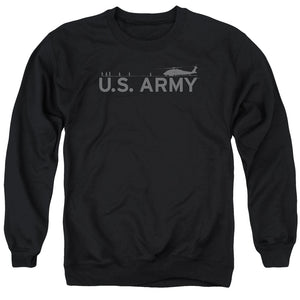 AN OFFCIALLY LICENSED ARMY HELICOPTER ADULT UNISEX CREWNECK SWEATSHIRT BLACK