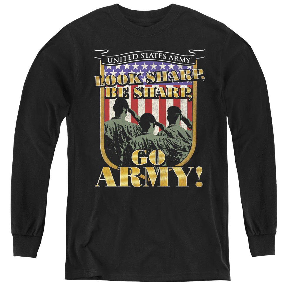 AN OFFCIALLY LICENSED ARMY GO ARMY YOUTH LONG SLEEVE T-SHIRT BLACK