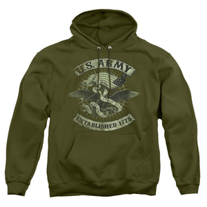 AN OFFCIALLY LICENSED ARMY UNION EAGLE ADULT UNISEX PULLOVER HOODIE MILITARY GREEN