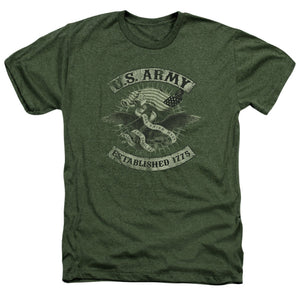 AN OFFCIALLY LICENSED ARMY UNION EAGLE MEN'S HEATHER T-SHIRT MILITARY GREEN