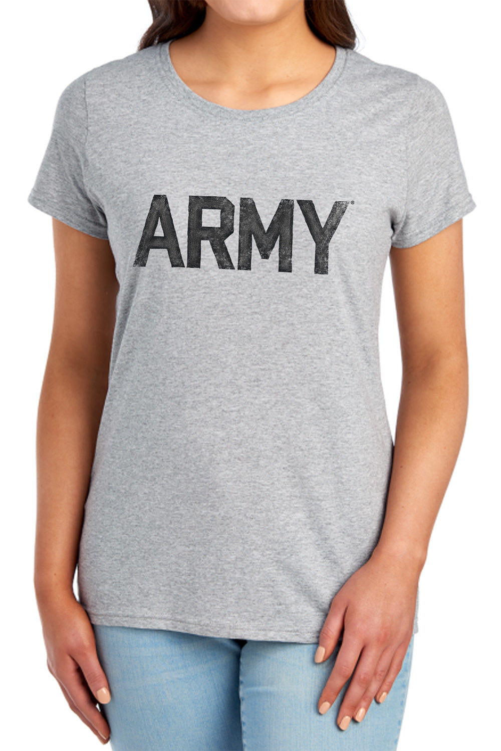 AN OFFCIALLY LICENSED ARMY STAR WOMEN'S REGULAR FIT T-SHIRT ATHLETIC HEATHER