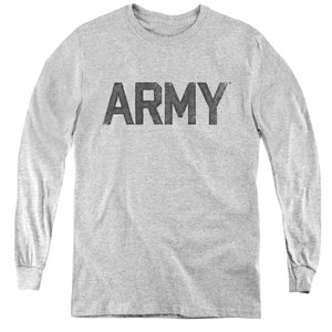 AN OFFCIALLY LICENSED ARMY STAR YOUTH LONG SLEEVE T-SHIRT ATHLETIC HEATHER