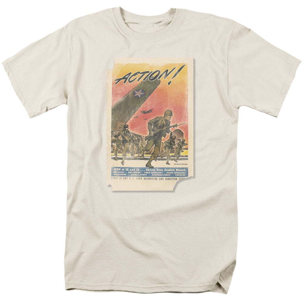 AN OFFCIALLY LICENSED ARMY ACTION POSTER MEN'S REGULAR FIT T-SHIRT CREAM