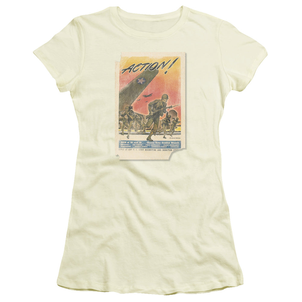 Army Action Poster Licensed Women's T-Shirt Juniors LG-2X
