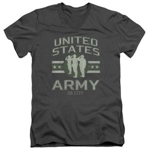 AN OFFCIALLY LICENSED ARMY UNITED STATES ARMY MEN'S V-NECK T-SHIRT CHARCOAL