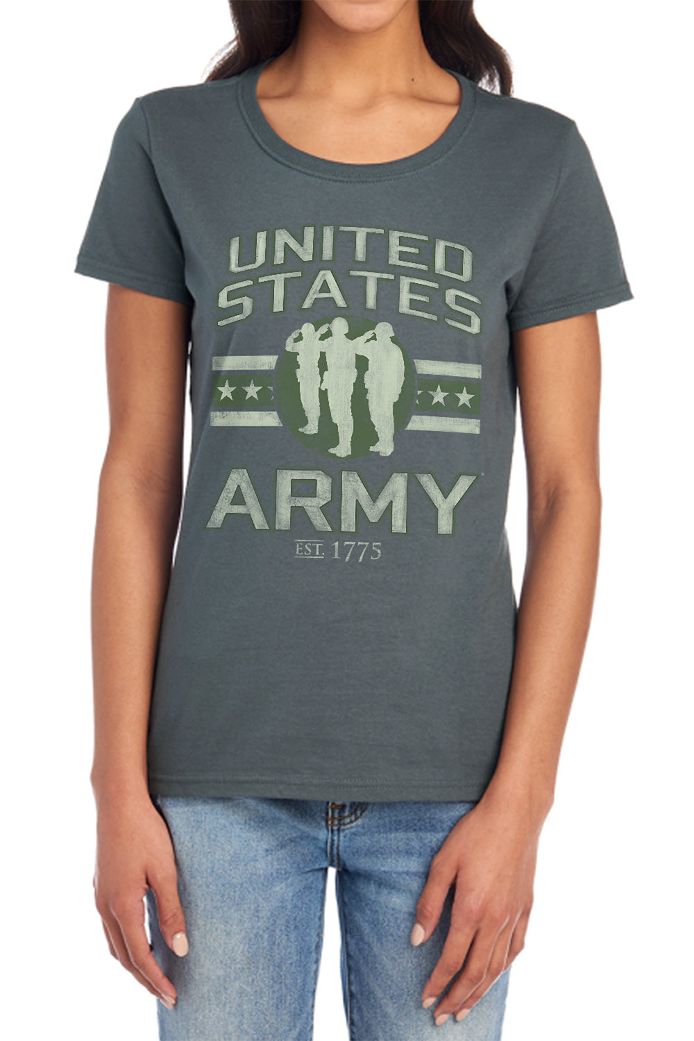 AN OFFCIALLY LICENSED ARMY UNITED STATES ARMY WOMEN'S REGULAR FIT T-SHIRT CHARCOAL