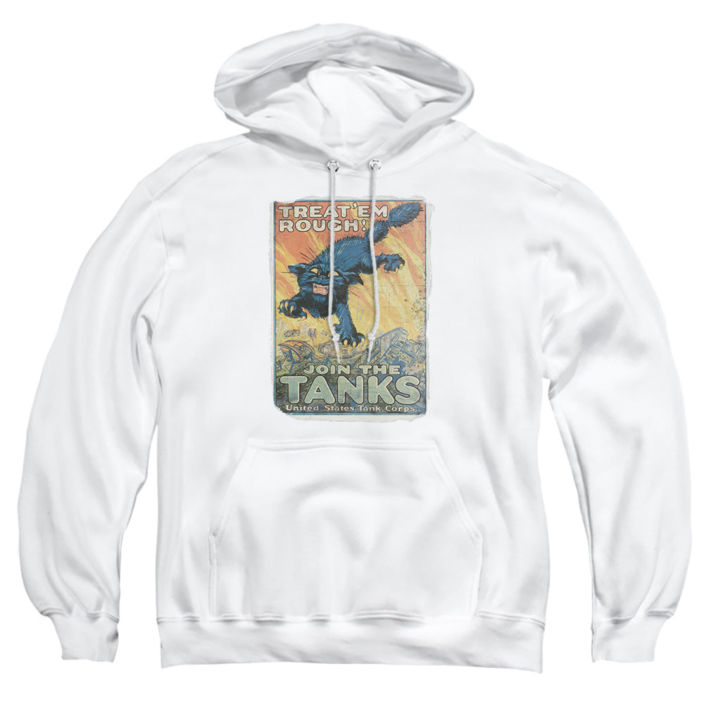 AN OFFCIALLY LICENSED ARMY TREAT EM ROUGH ADULT UNISEX PULLOVER HOODIE WHITE