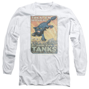 AN OFFCIALLY LICENSED ARMY TREAT EM ROUGH MEN'S LONG SLEEVE T-SHIRT WHITE