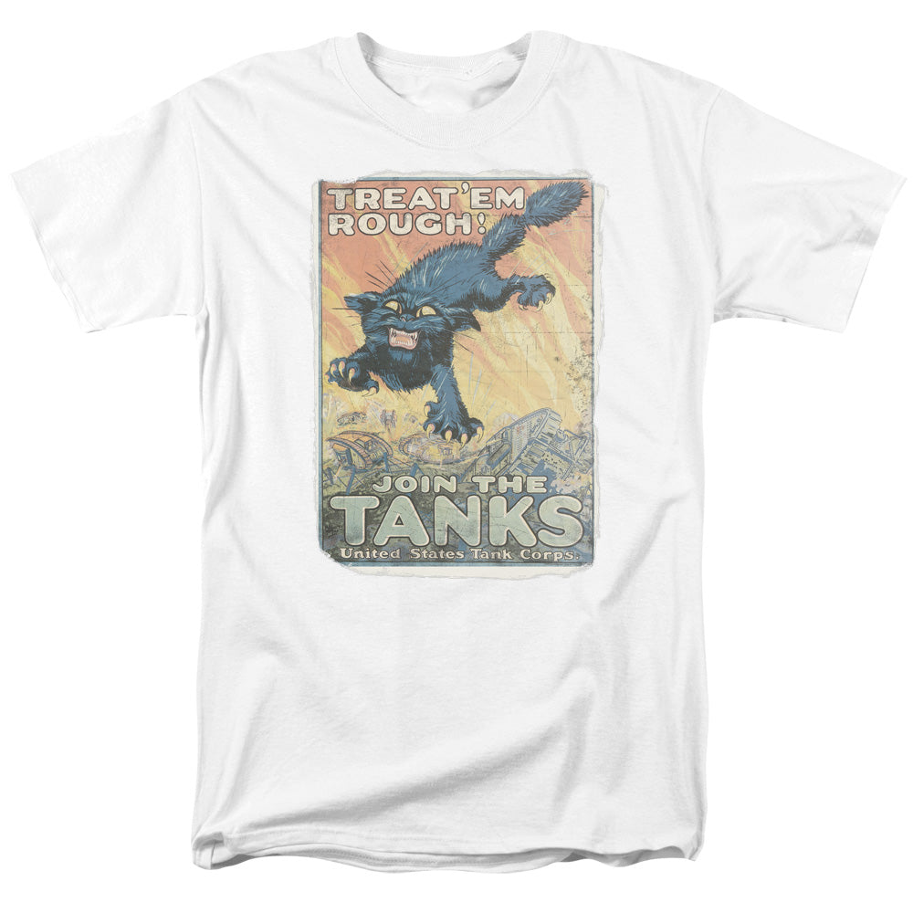AN OFFCIALLY LICENSED ARMY TREAT EM ROUGH MEN'S REGULAR FIT T-SHIRT WHITE