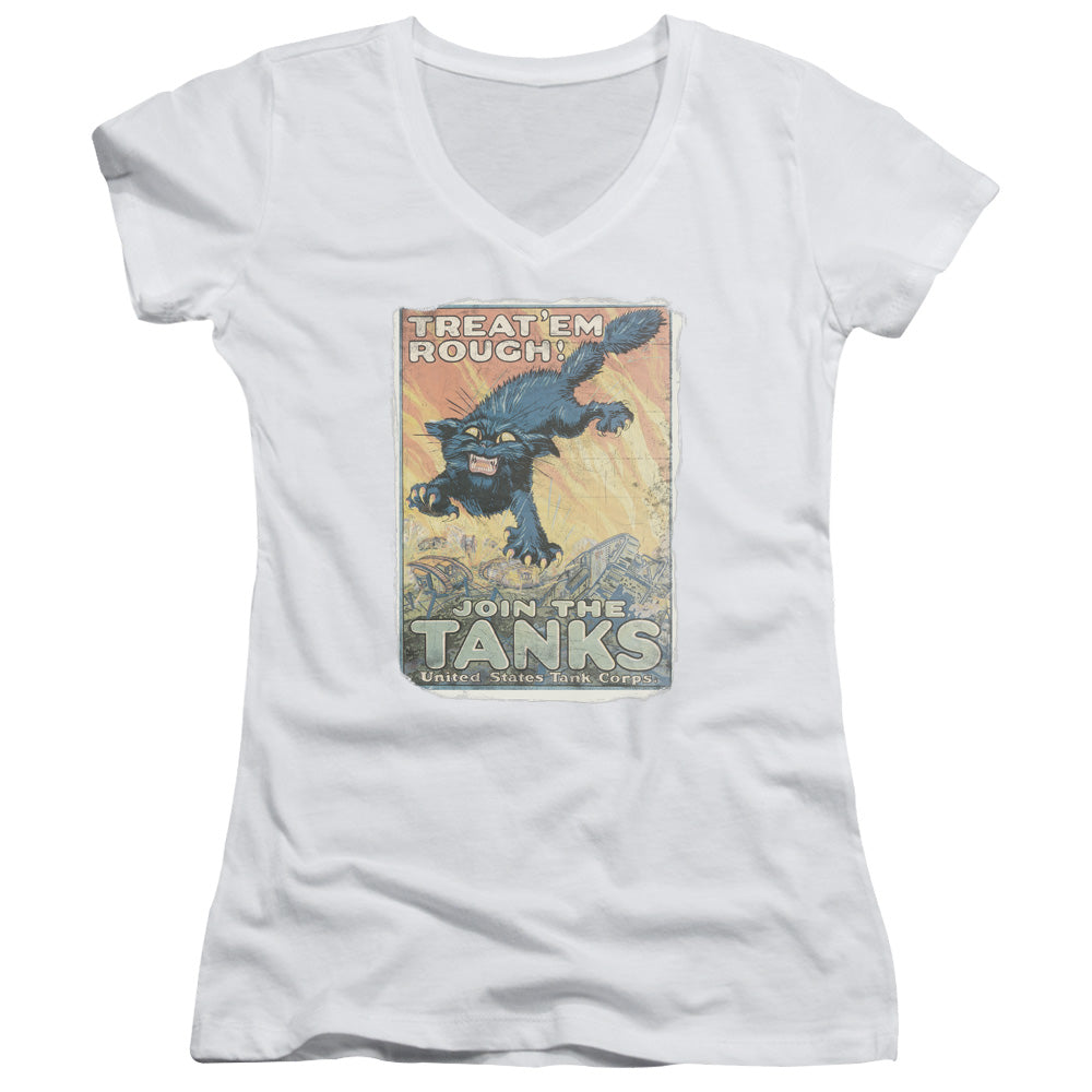 Army Treat Em Rough Licensed Women's T-Shirt Juniors V-Neck SM