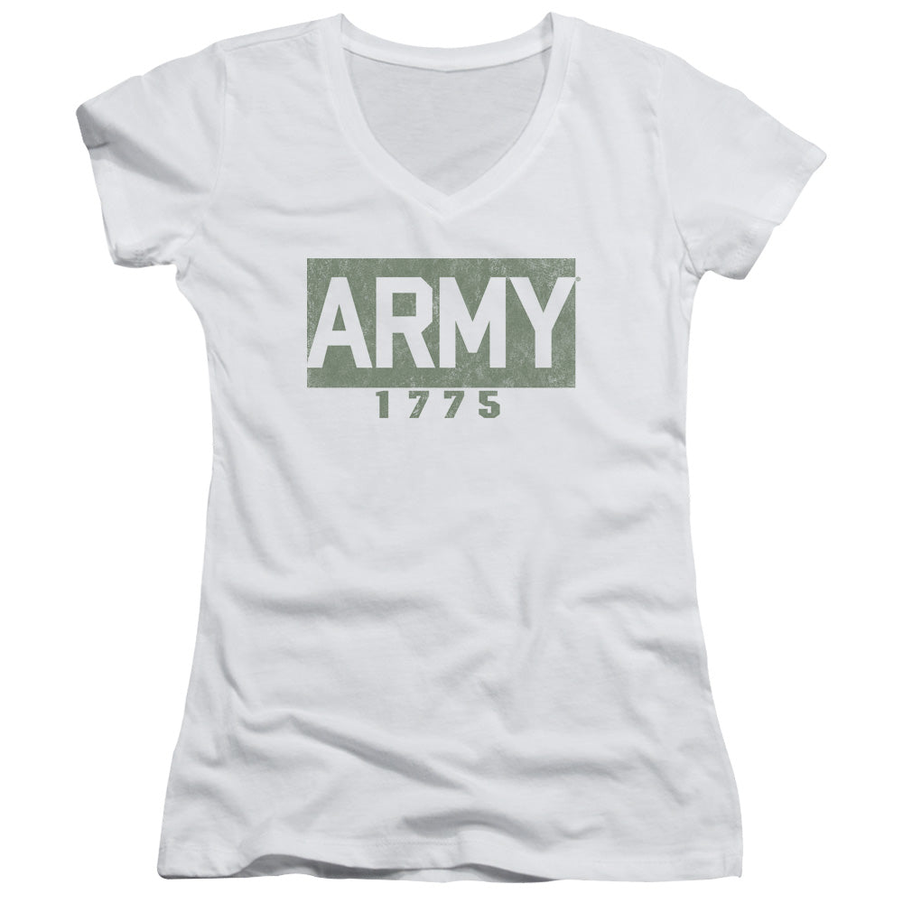 Army Block Licensed Women's T-Shirt Juniors V-Neck SM