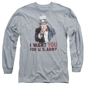 AN OFFCIALLY LICENSED ARMY I WANT YOU MEN'S LONG SLEEVE T-SHIRT ATHLETIC HEATHER