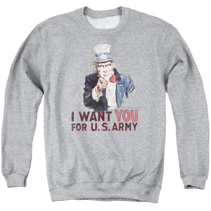 AN OFFCIALLY LICENSED ARMY I WANT YOU ADULT UNISEX CREWNECK SWEATSHIRT ATHLETIC HEATHER