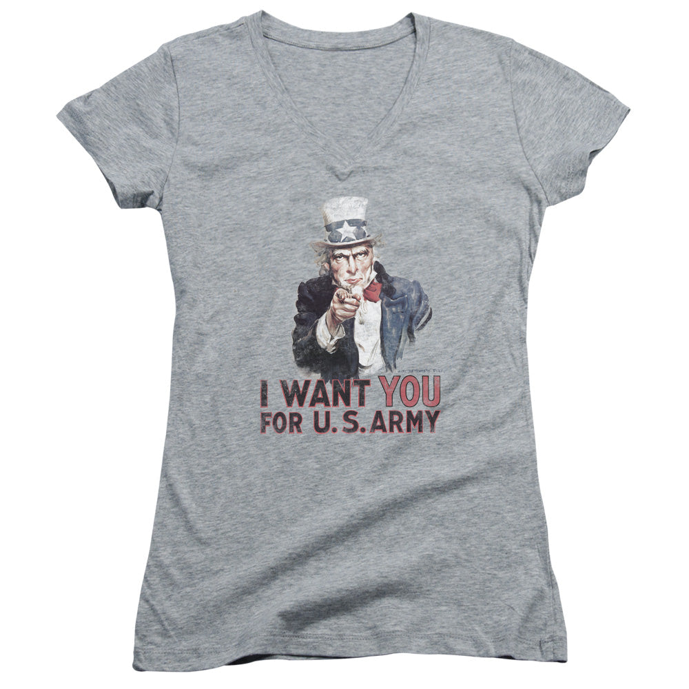 Army I Want You Licensed Women's T-Shirt Juniors V-Neck 2X