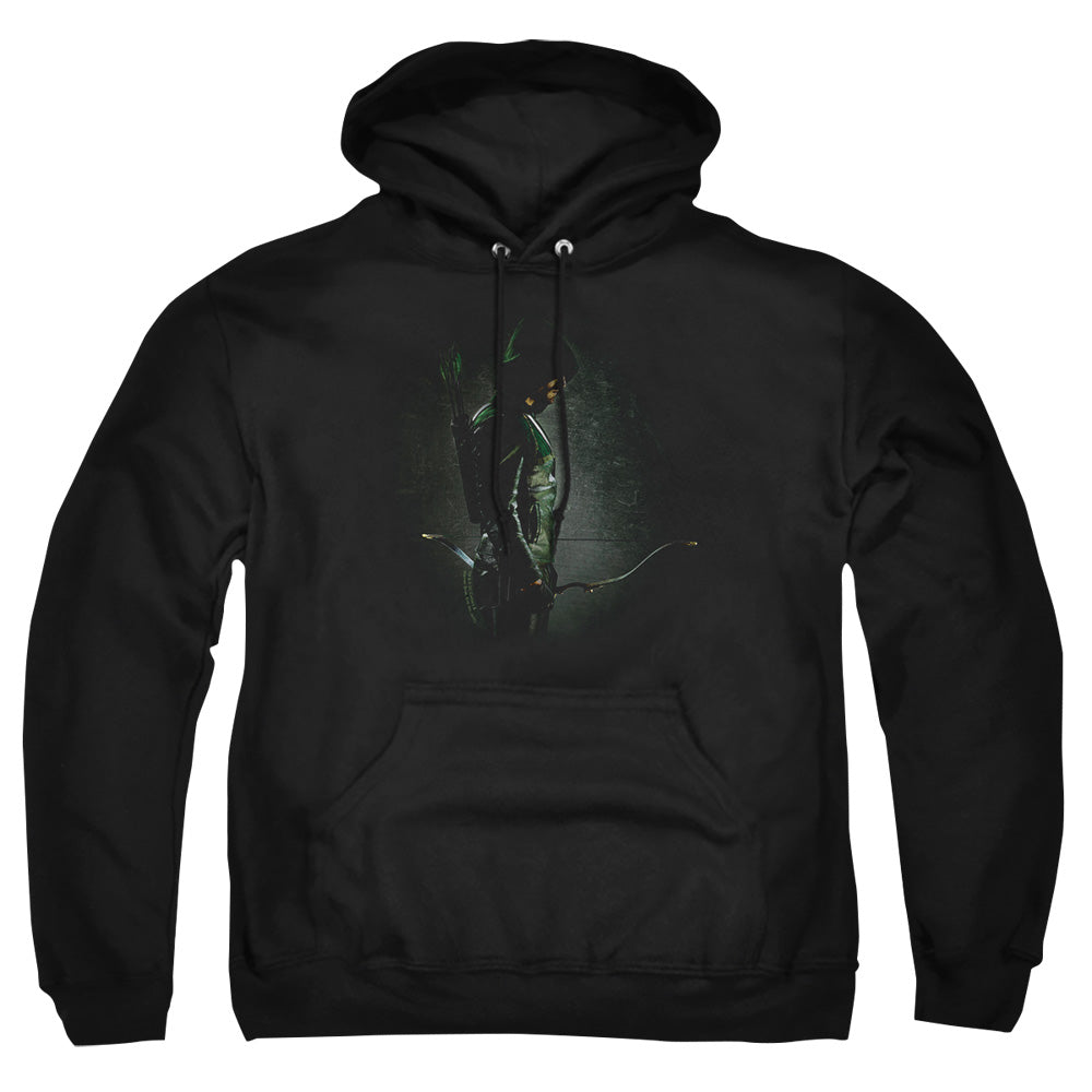 AN OFFCIALLY LICENSED ARROW IN THE SHADOWS ADULT UNISEX PULLOVER HOODIE BLACK