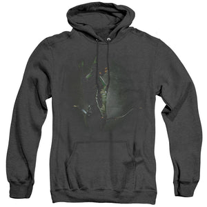 AN OFFCIALLY LICENSED ARROW IN THE SHADOWS ADULT UNISEX HEATHER PULLOVER HOODIE BLACK