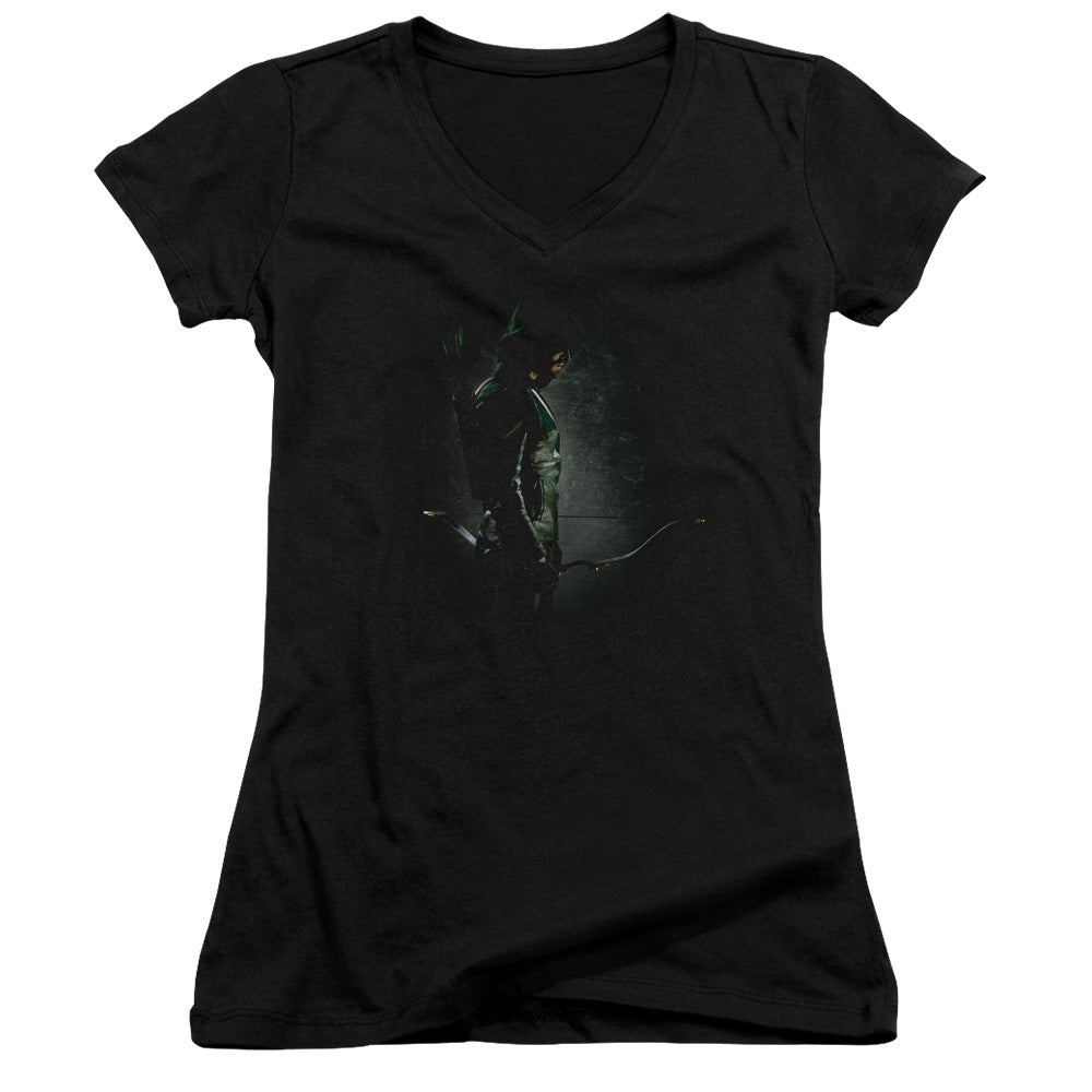 Arrow In The Shadows Licensed Women's T-Shirt Juniors V-Neck SM
