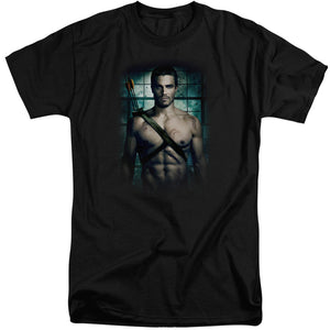AN OFFCIALLY LICENSED ARROW SHIRTLESS MEN'S TALL FIT T-SHIRT BLACK