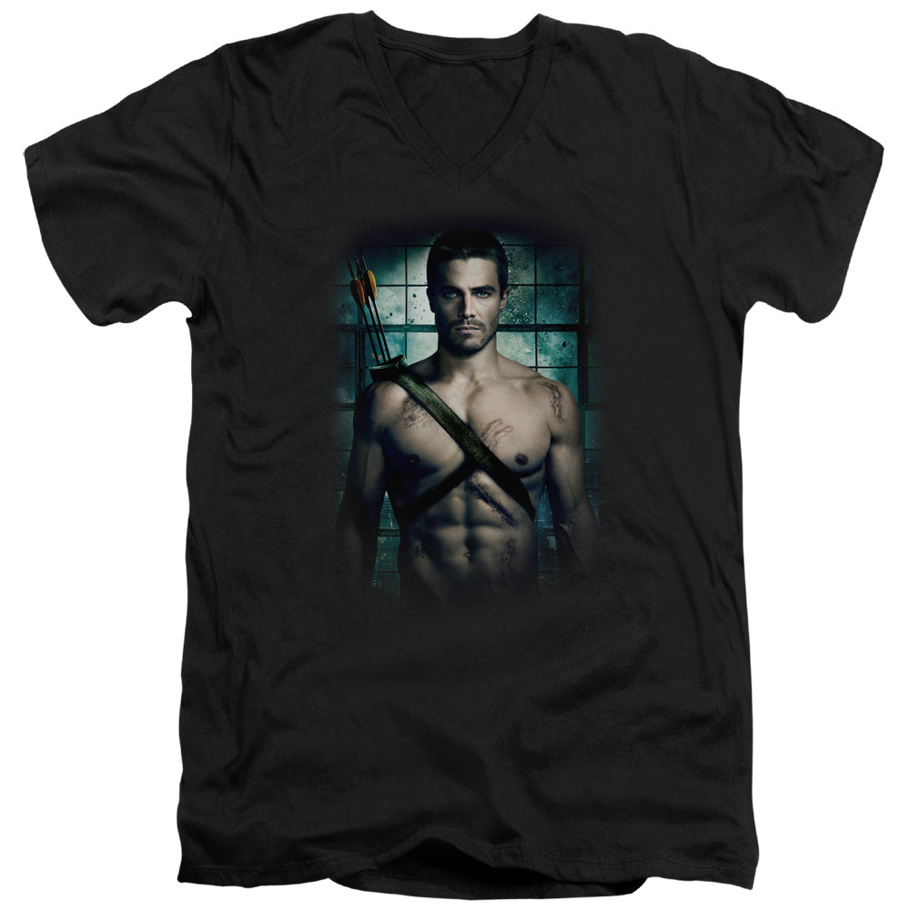 AN OFFCIALLY LICENSED ARROW SHIRTLESS MEN'S V-NECK T-SHIRT BLACK