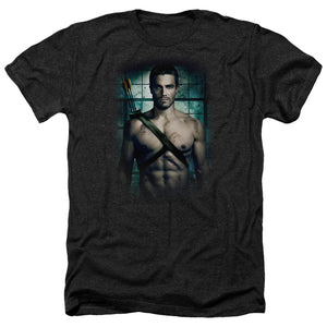 AN OFFCIALLY LICENSED ARROW SHIRTLESS MEN'S HEATHER T-SHIRT CHARCOAL