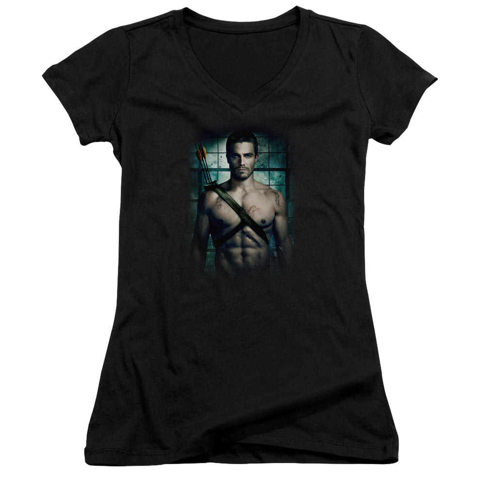 Arrow Shirtless Licensed Women's T-Shirt Juniors V-Neck SM