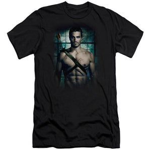 AN OFFCIALLY LICENSED ARROW SHIRTLESS MEN'S PREMIUM SLIM FIT T-SHIRT BLACK