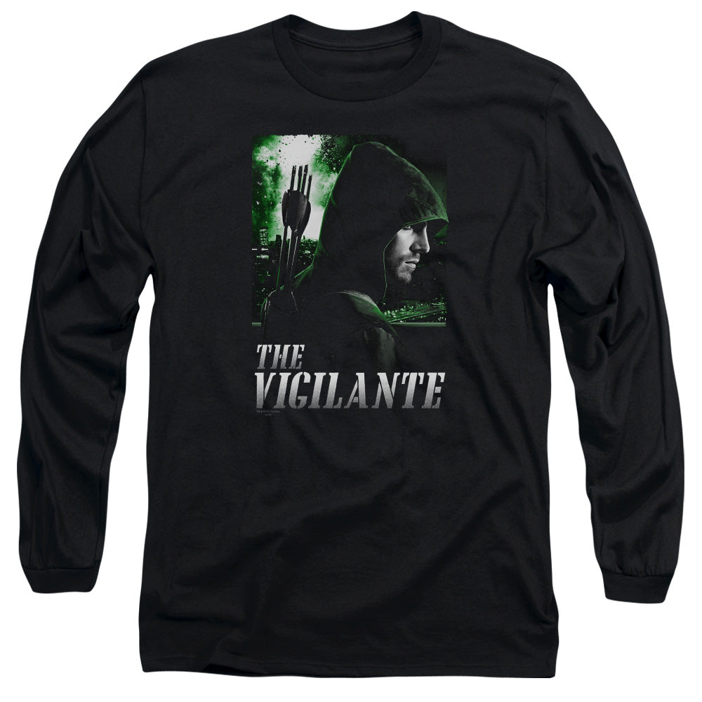 AN OFFCIALLY LICENSED ARROW STAR CITY DEFENDER MEN'S LONG SLEEVE T-SHIRT BLACK