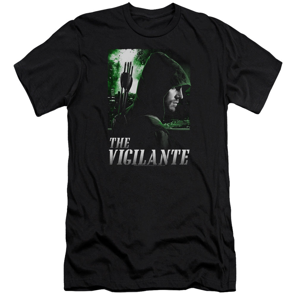 AN OFFCIALLY LICENSED ARROW STAR CITY DEFENDER MEN'S PREMIUM SLIM FIT T-SHIRT BLACK
