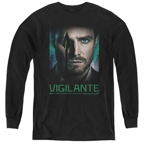 AN OFFCIALLY LICENSED ARROW GOOD EYE YOUTH LONG SLEEVE T-SHIRT BLACK