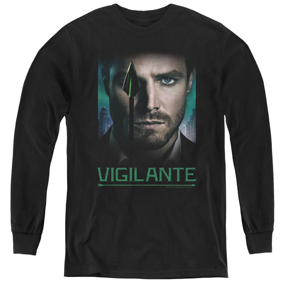 AN OFFCIALLY LICENSED ARROW GOOD EYE YOUTH LONG SLEEVE T-SHIRT BLACK