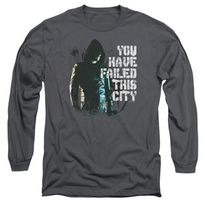 AN OFFCIALLY LICENSED ARROW YOU HAVE FAILED MEN'S LONG SLEEVE T-SHIRT CHARCOAL