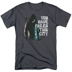 AN OFFCIALLY LICENSED ARROW YOU HAVE FAILED MEN'S REGULAR FIT T-SHIRT CHARCOAL