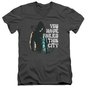AN OFFCIALLY LICENSED ARROW YOU HAVE FAILED MEN'S V-NECK T-SHIRT CHARCOAL