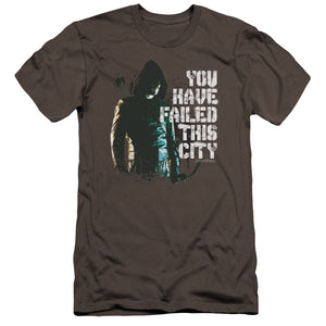 AN OFFCIALLY LICENSED ARROW YOU HAVE FAILED MEN'S PREMIUM SLIM FIT T-SHIRT CHARCOAL