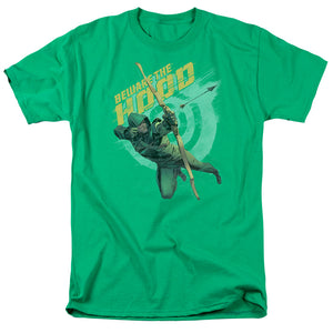 AN OFFCIALLY LICENSED ARROW BEWARE MEN'S REGULAR FIT T-SHIRT KELLY GREEN