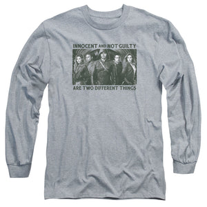 AN OFFCIALLY LICENSED ARROW NOT GUILTY MEN'S LONG SLEEVE T-SHIRT ATHLETIC HEATHER