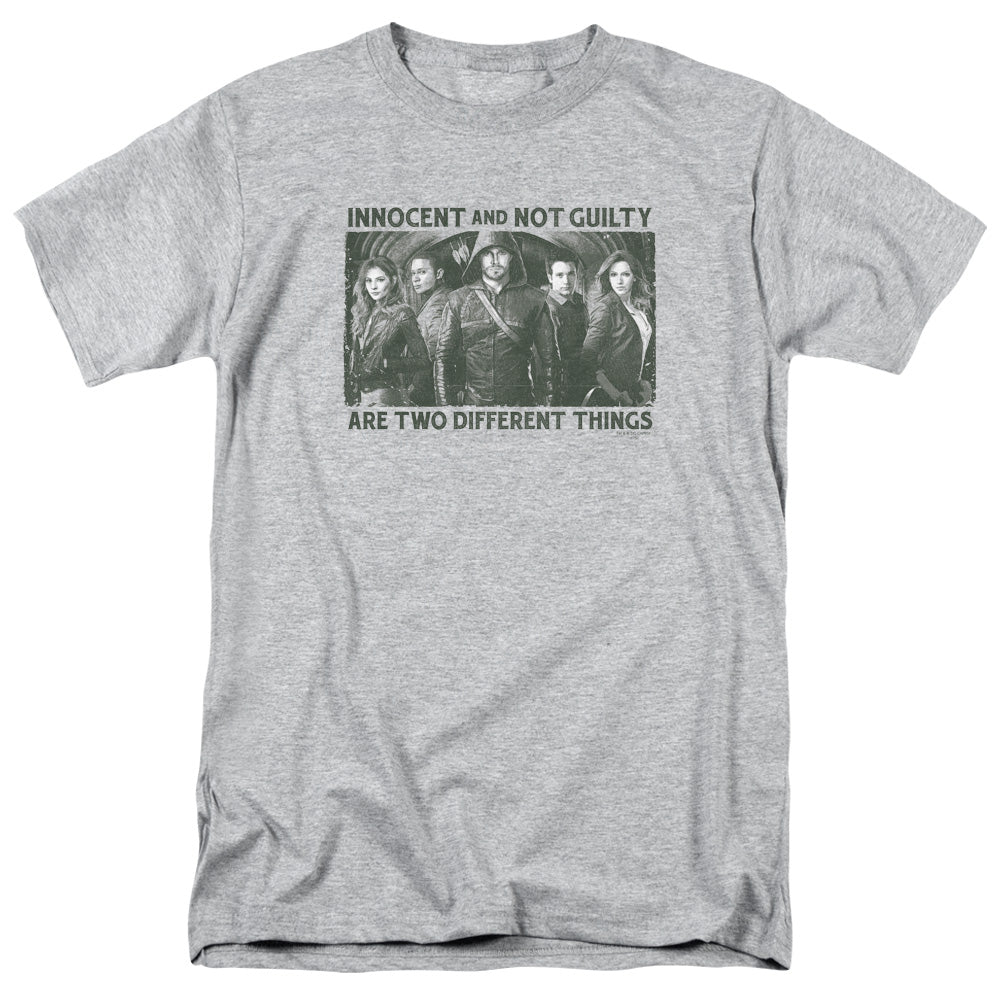 AN OFFCIALLY LICENSED ARROW NOT GUILTY MEN'S REGULAR FIT T-SHIRT ATHLETIC HEATHER