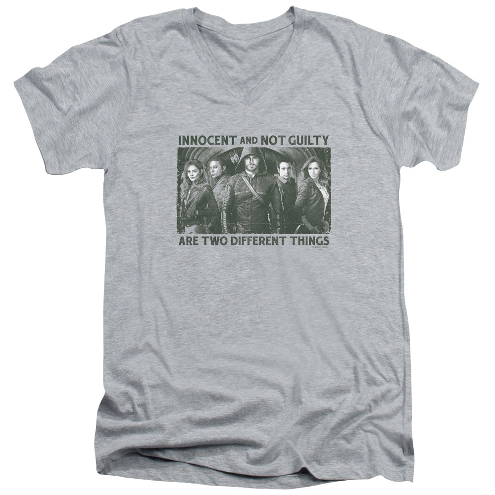 AN OFFCIALLY LICENSED ARROW NOT GUILTY MEN'S V-NECK T-SHIRT ATHLETIC HEATHER